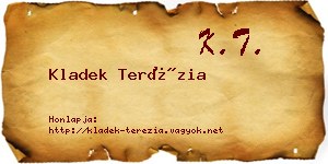 Kladek Terézia névjegykártya